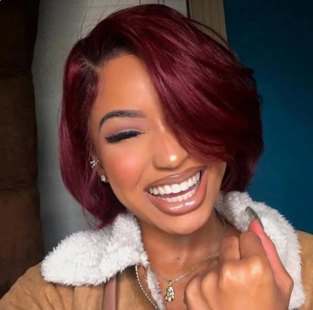 

BEAU FLY European Style Burgundy Synthetic Fiber Bob Wigs for Women