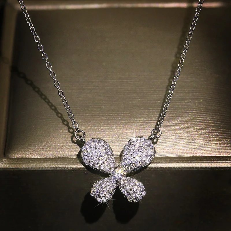 

Fashion Butterfly Full Micro Cubic Zirconia Pendant Women Wedding Bridal Night Club Engagement Necklace