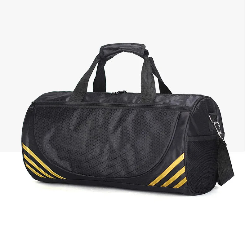 

New OEM Outdoor Duffle Gym Bag Shoes Compartment Big Size Sports Travel Bag Travelling Bag for Men, Black with silver or gold strips
