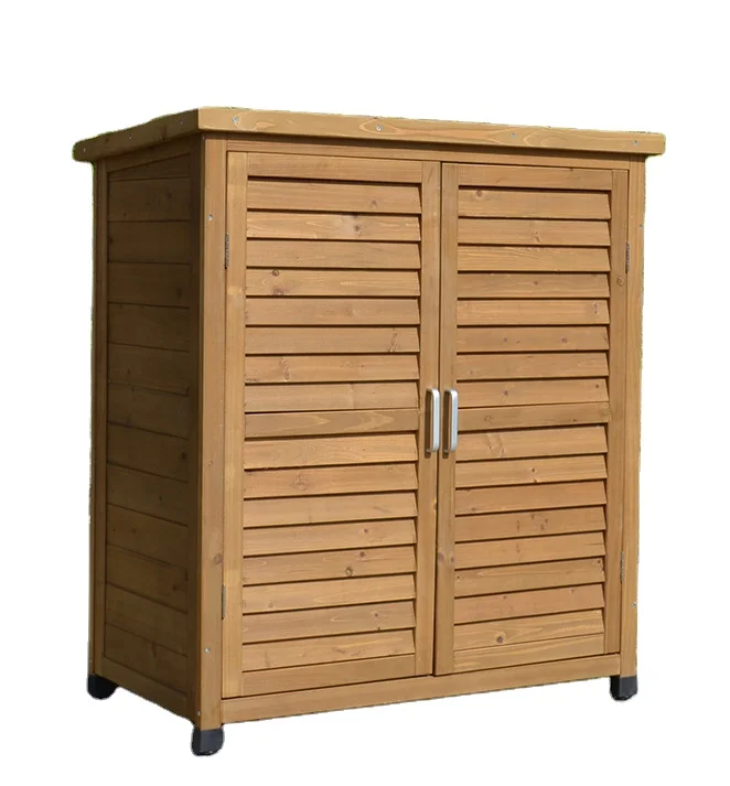 

Courtyard Balcony Garden morden solid wood rainproof and anticorrosive outdoor storage organize tools shoe cabinet, Customized color