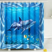 

Custom Digital Printing Ocean Dophin Seaside Fabric Shower Curtain 71*71 inch