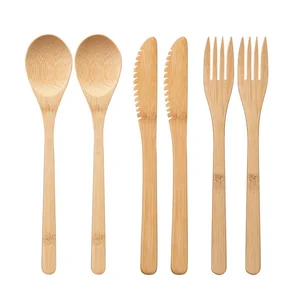 Image of Hot Sell 7pcs/set ECO Friendly Travel Portable Reusable Bamboo travel Cutlery Set With case