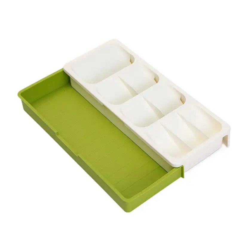 

Wholesale Stackable Plastic Storage Box Utensil Spoon knife Fork Expandable Kitchen Cabinet Tray Drawer Cutlery Organizer, As picture or customized