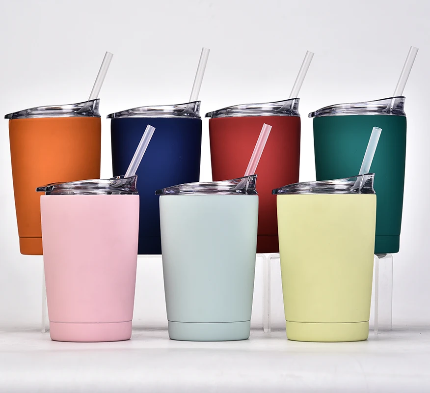 

2021 Vacuum outdoor coffee mug 304 stainless steel double wall sport bottle 12oz drinking water cup with lid and straw