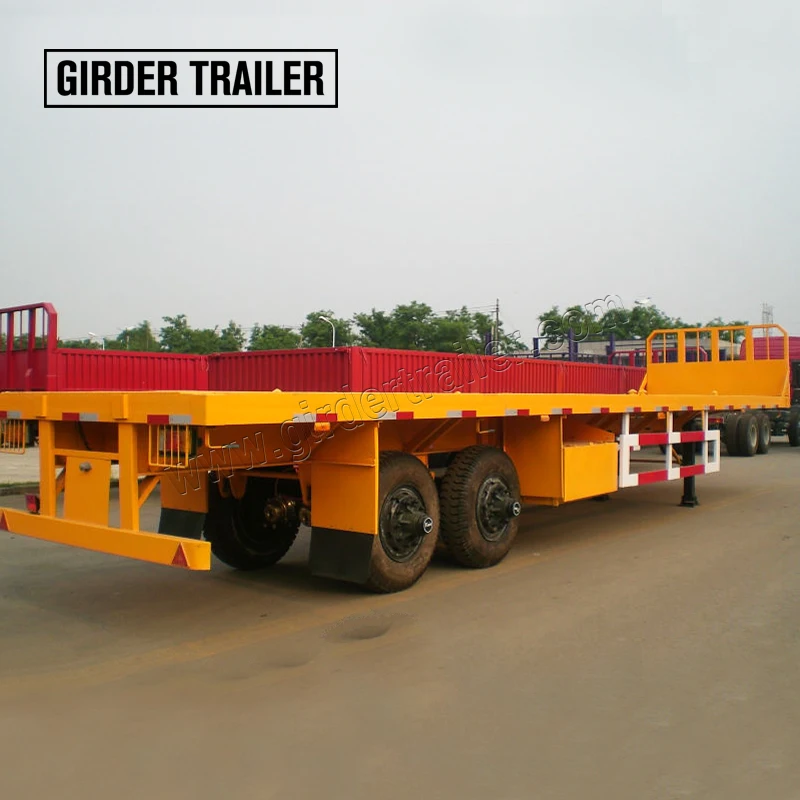 

New or used flat deck chassis 40 ft double axle tract container transport 30 ton flat bed truck trailer with twist lock plates, According to customer requirement