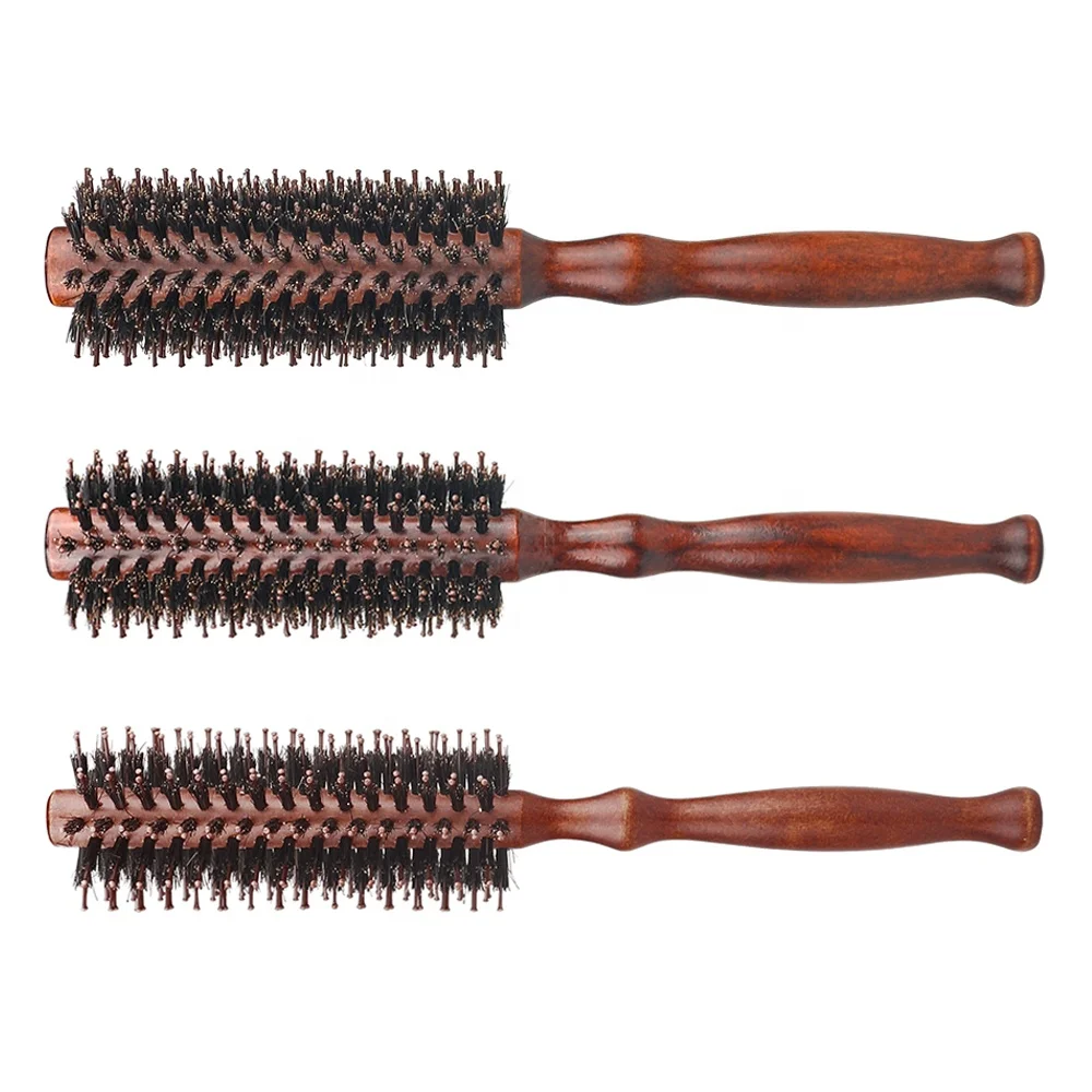 

hair rolling Round Comb natural wood Wavy Curly hair massage comb Salon Tool Hair Brush