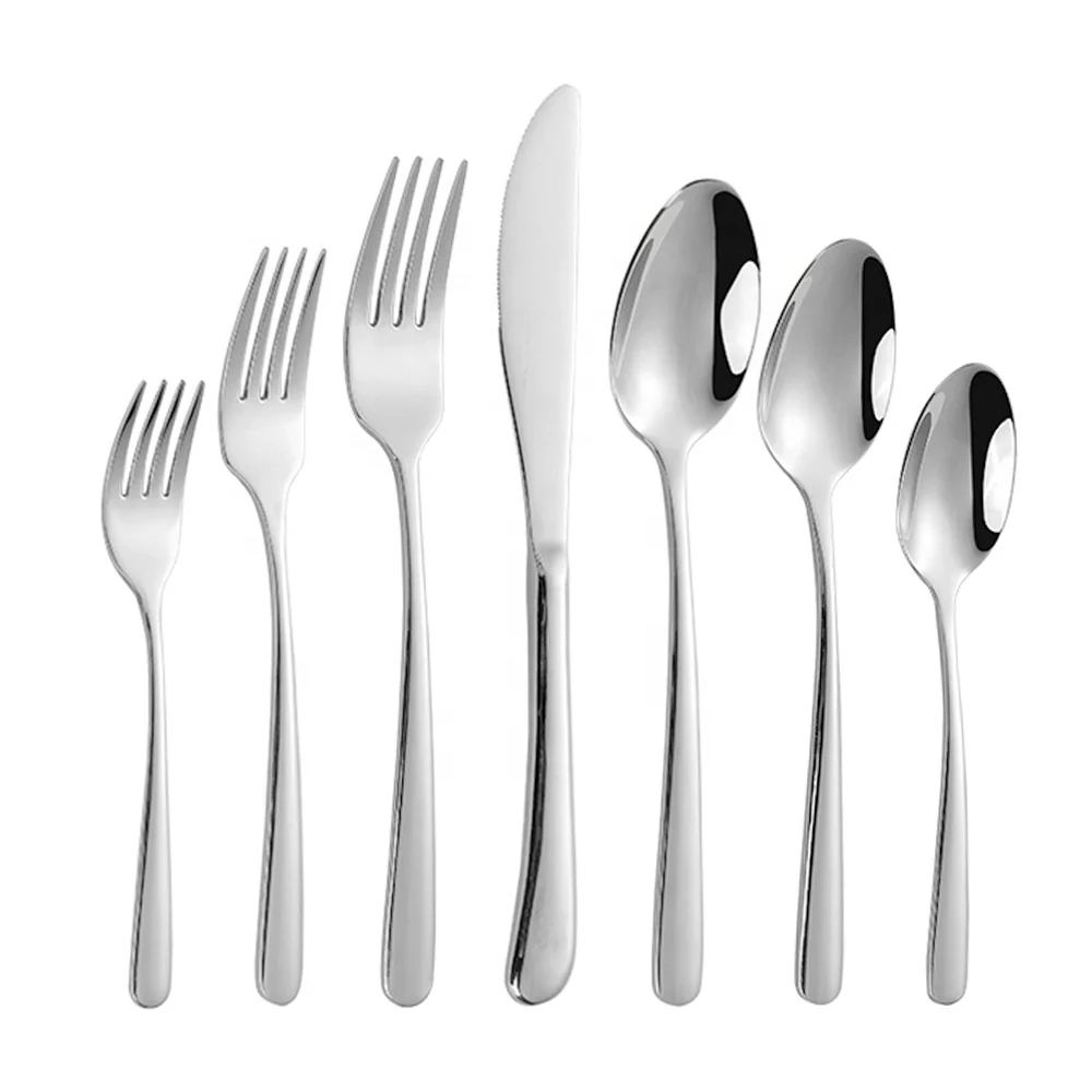 

Dishwasher Safe Unique Reusable Bbq Restaurant Cutlery Flatware Set Dinnerware 18/10 Stainless Steel Hotel Cutlery, Silver