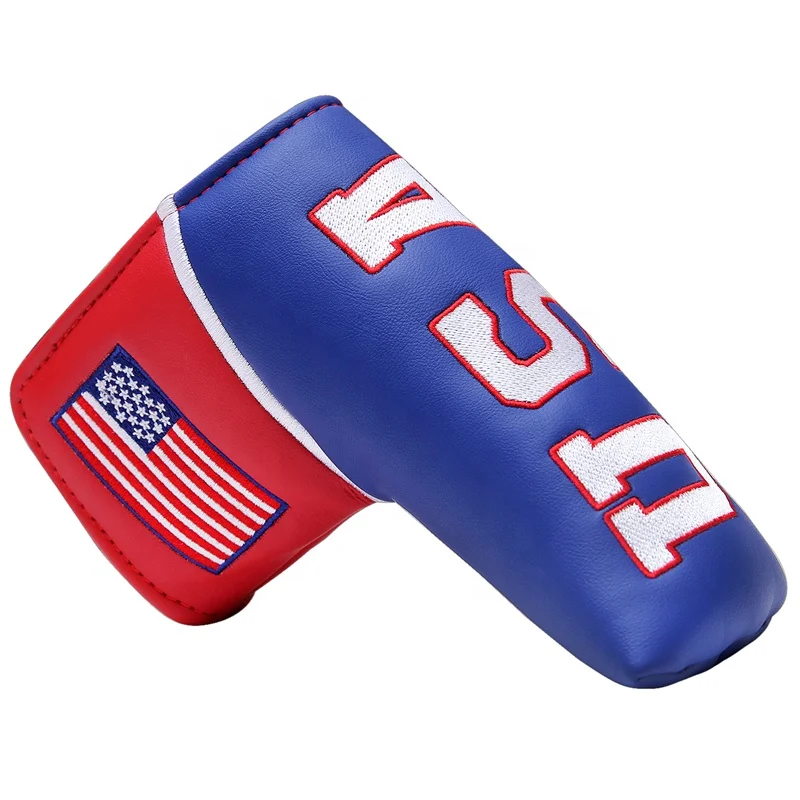 

Drop-shipping New USA Flag Embroidery PU Leather Golf Blade Putter Headcover