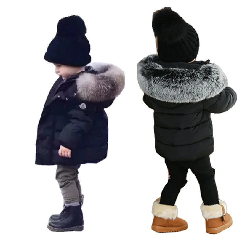 

2020 Winter Children's Outerwear & Coats Big Wool Collar Boy's Cotton-padded Down & Parkas Child Jacket Baby Kids Warm Coat, Picture