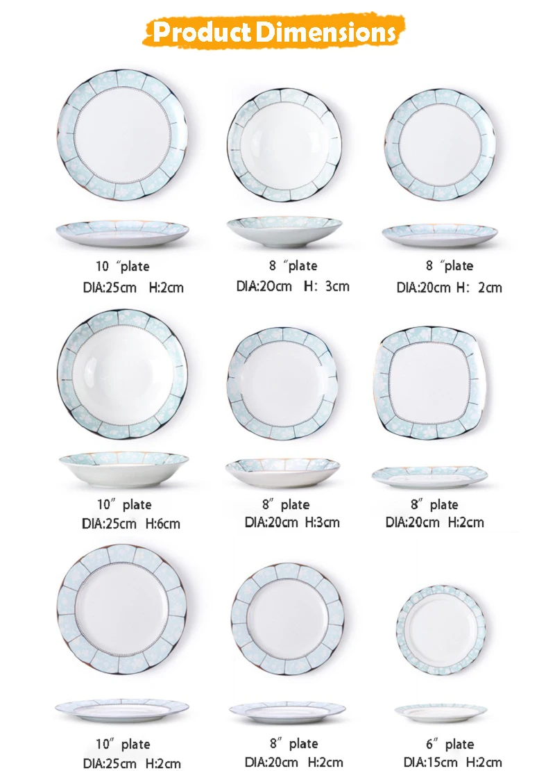 Good Price Ceramic Plates Set Round Shape Dinner Plate Sets For