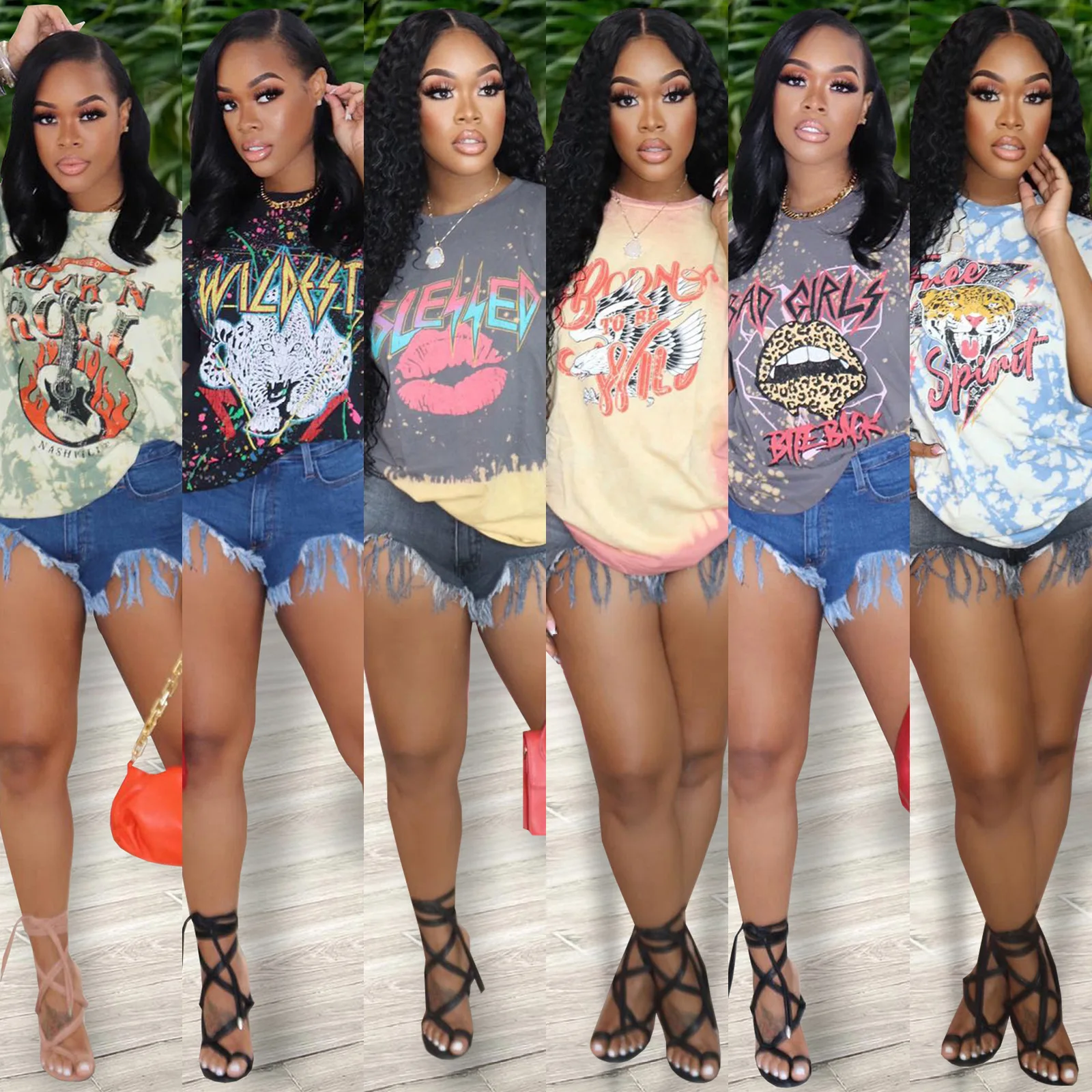 

Hot Selling New Summer Casual Fashion Graphic Printed Round Neck Tops For Ladies Women's Short Sleeve T-shirt, Picture color