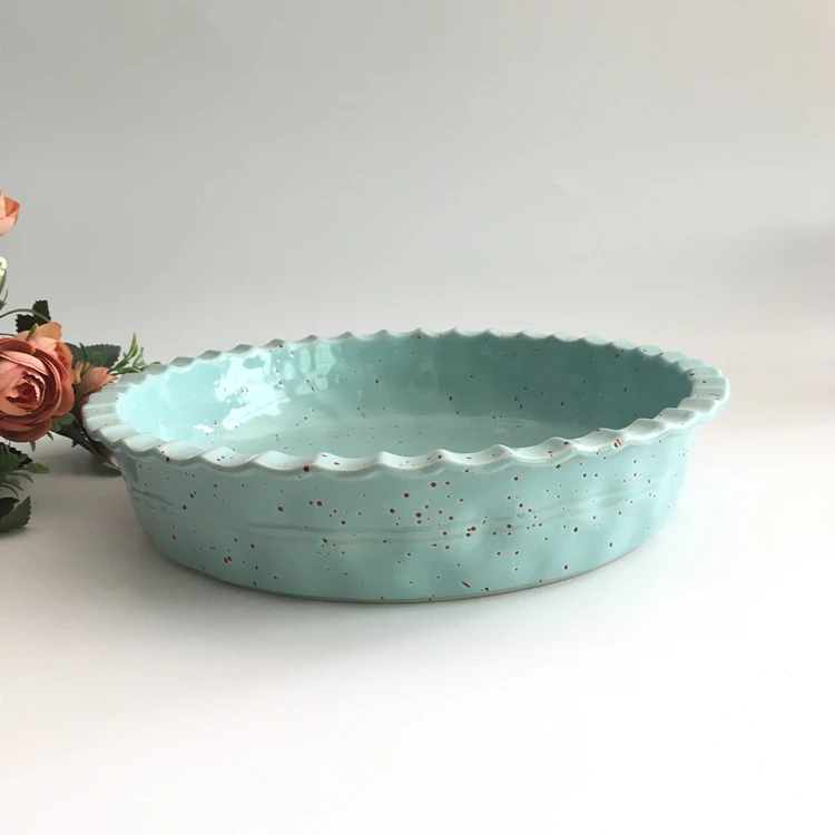 light green bakeware non stick deep crinkle round large ceramic pie dish for bakery.jpg