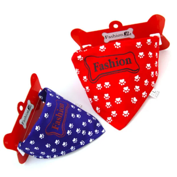 

Dog Cat Bandana Bibs Paw Pattern Scarf Collar Adjustable Pet Neckerchief Cute Scarf Waterproof Saliva Towel for Small Dog, Blue, red