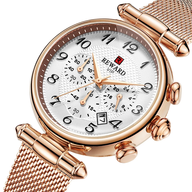 

REWARD Casual Sport Women Dress Watches Calendar 24 Hour Ladies Quartz Wrist Watch Chronograph Waterproof Clock Top Luxury Brand