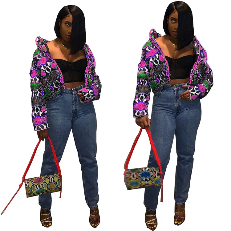 

2021 Women Winter Tie Dye Down Coats Women Long Sleeve Jackets Patchwork Puffer Bubble Girl Coats