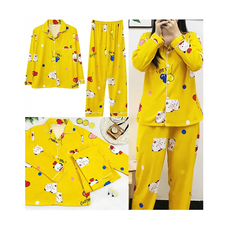 

China Factory Turn Down Collar Women Sleep Night Wear Suits Womens Sleepwear Set