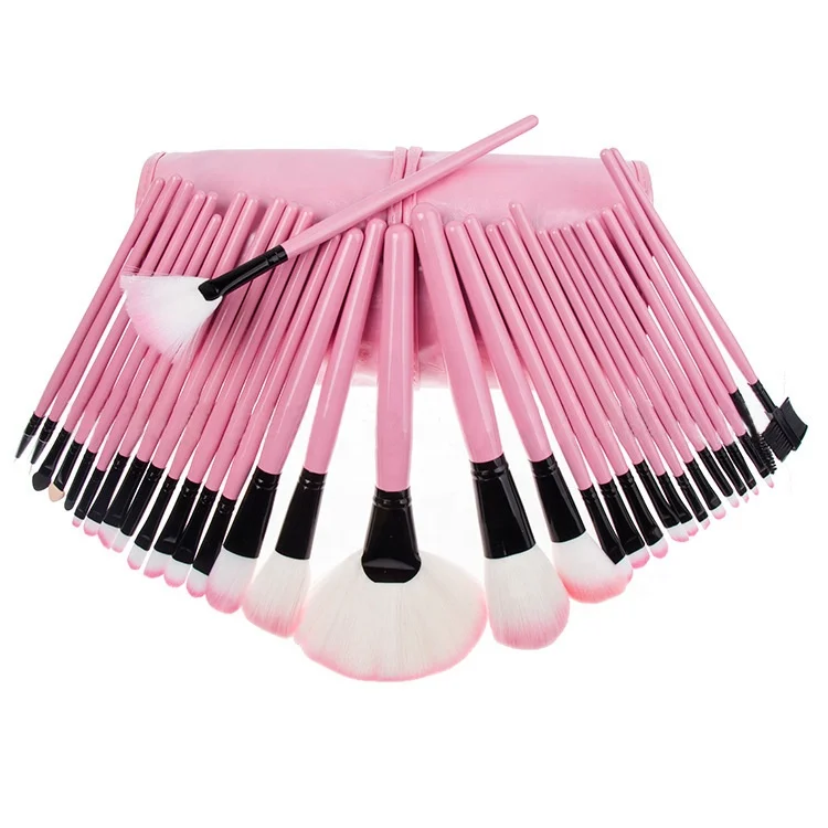 

Best Selling 32 Piece Wood Handle Profesional Free Sample Makeup Brush Set Of Makeup, Black, wood, pink