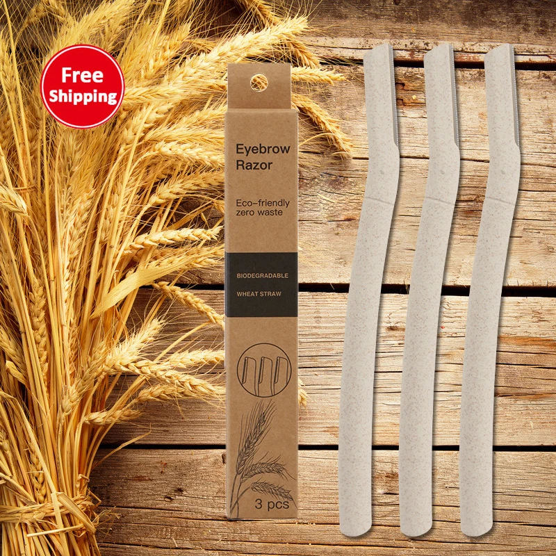 

Free shipping women eyebrow trimmer eco-friendly wheat straw face eyebrow razor biodegradable dermaplaning tool