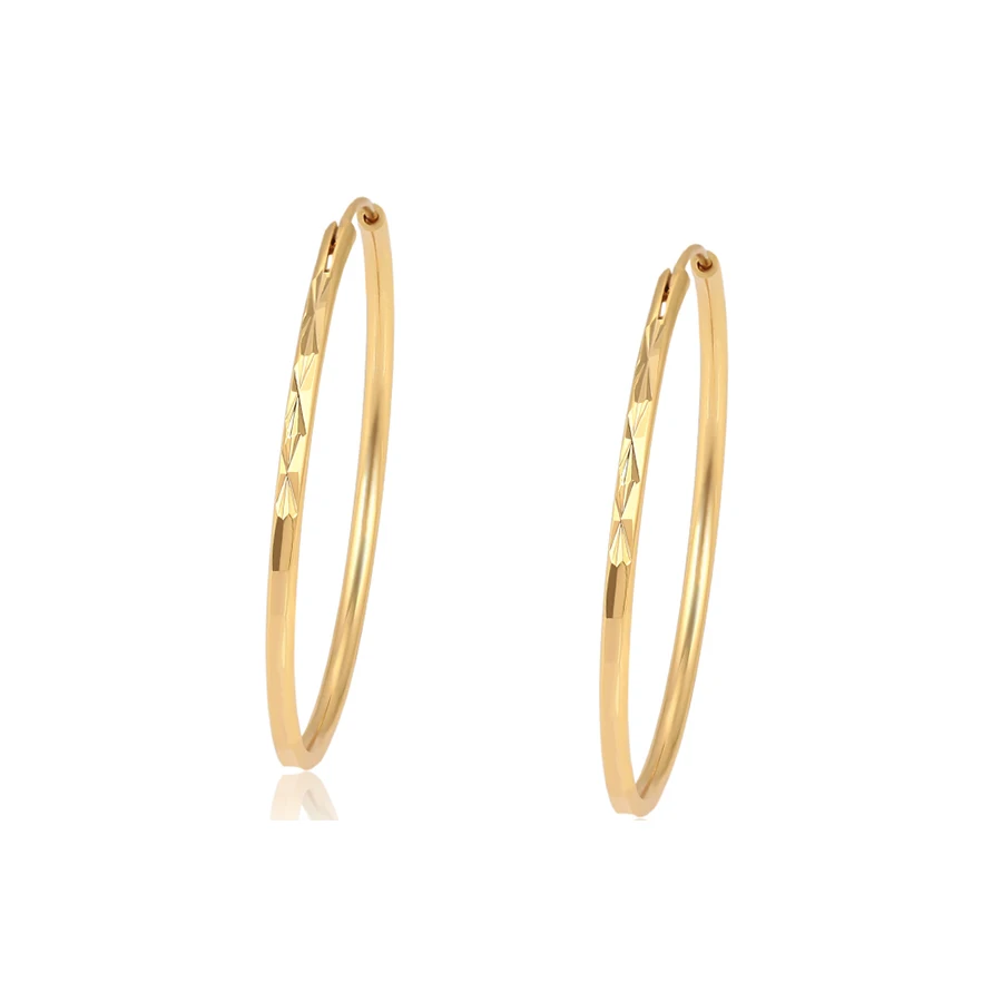 

99448 Xuping simple African style 24k gold color plated ear ring copper women jewelry big hoop earrings