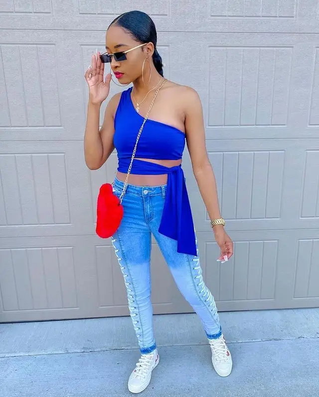

Women bandage jeans amazon hot sale style pencil pants skinny cotton fabric highstreet chic style