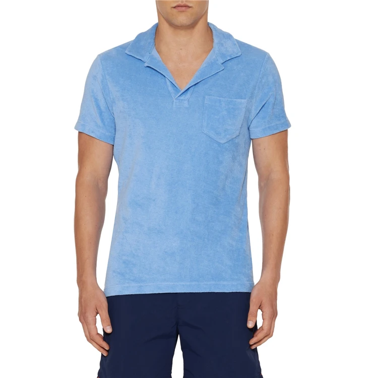 

Casual Men Terry Towelling Short Sleeve Polo Shirt with Chest Pocket