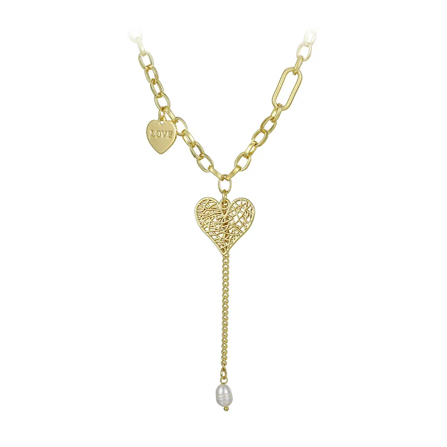 

Ymnecklace -01430 Xu ping Jewelry Fashion Simple Heart-Shaped Love14K Gold Light Luxury Pendant Mother's Day Gift Necklace