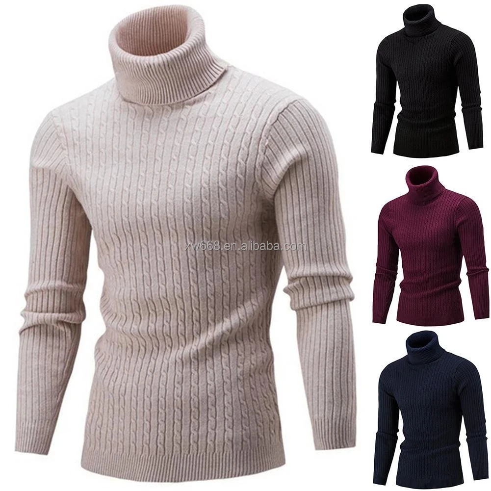 

New low wholesale long sleeve high neck winter sweater men ordinary knitted sweater men slim fit pullover sweater