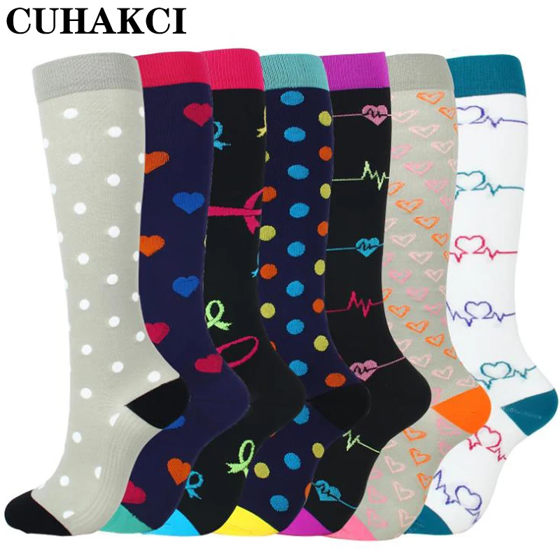 

CUHAKCI Men Women Compression Stockings Fit For Sports Compression Socks Anti Fatigue Relief Knee Prevent Varicose Veins Socks, 38 colors