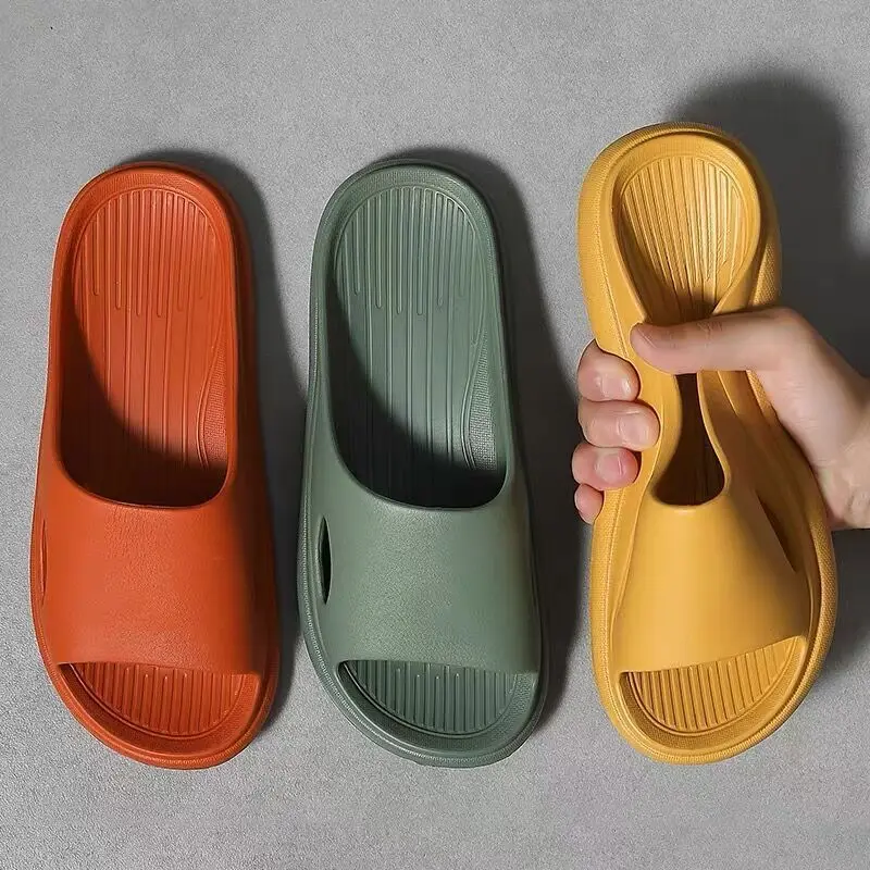 

New women's summer slipper couples home non-slip stripe bath shoes men's bath slippers, Pink, red, yellow, green, light gray, dark gray, black