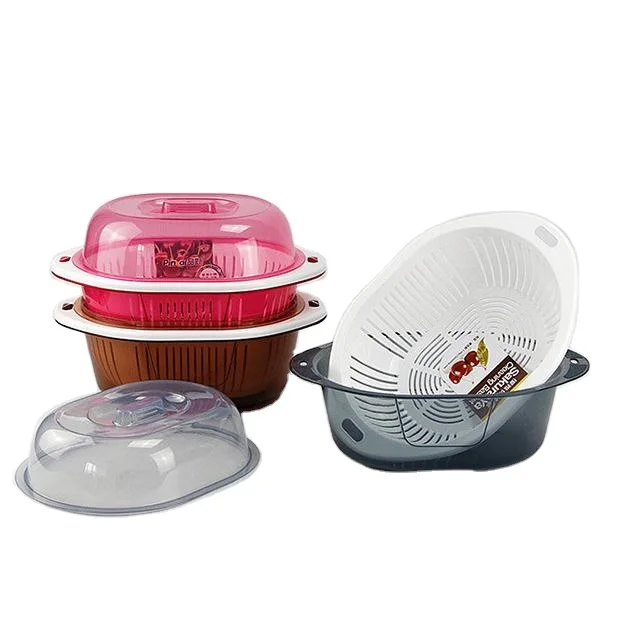 

Multifunctional kitchenware round plastic sieve tray with lid
