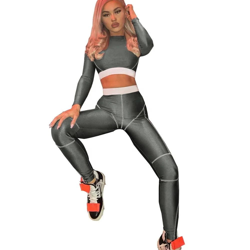 High Waisted Workout Linellae Lycra Spandex Leggings And Gym Top