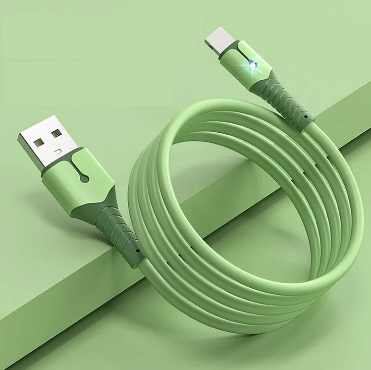 

TPE Liquid with light silicone micro usb mobile phone type c data cable quick charging cable for iphone