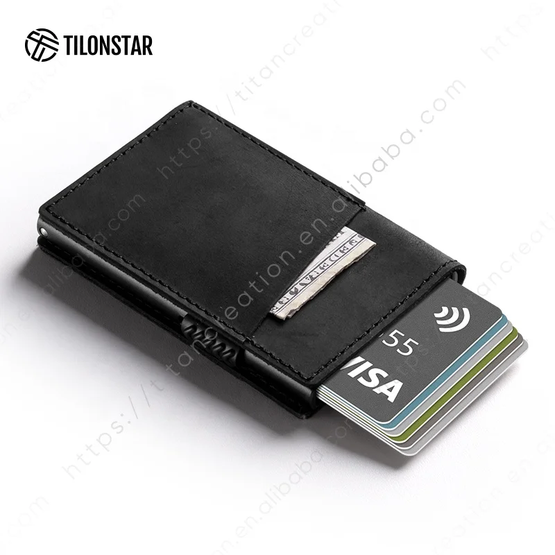 

TILONSTAR TVC324 Pop Up Super Fiber Genuine Leather Card Holder Wallet Rfid Blocking Card Holder