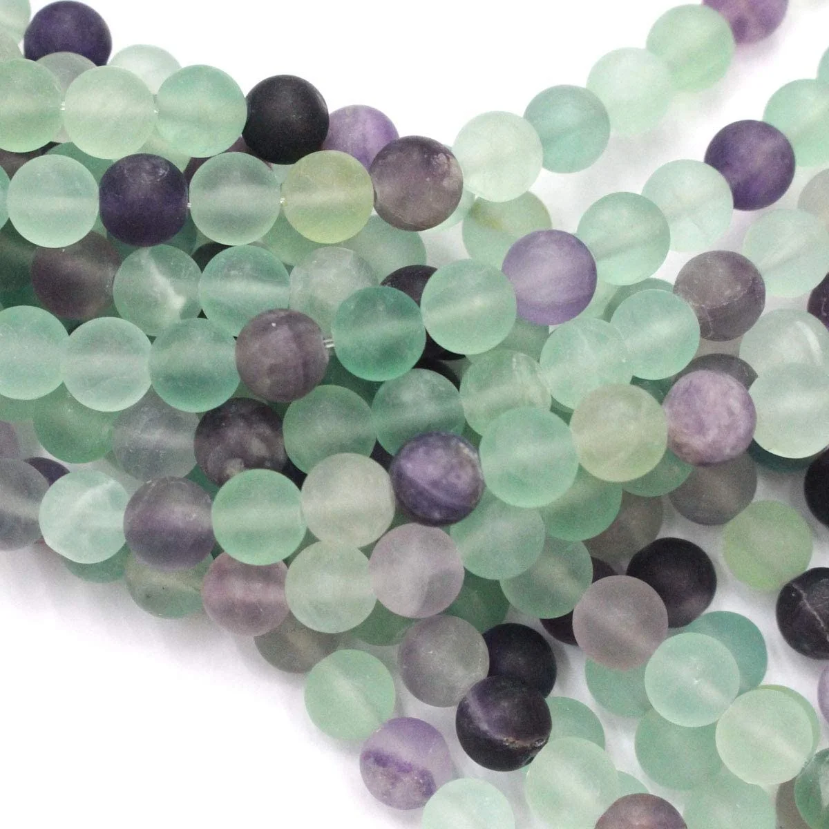 

Wholesale Various Styles&Sizes Matte Natural Colorful Fluorite Stone Round Unpolished Loose Beads