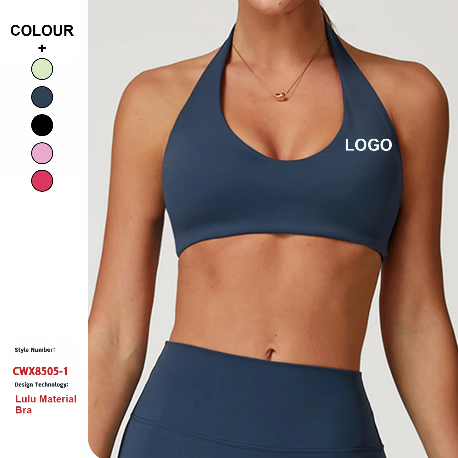 Custom High-Quality Quick-Drying Hanging Neck Yoga Bra Gym Fitness Workout Top Women High-Intensity Running Shockproof Sport Bra