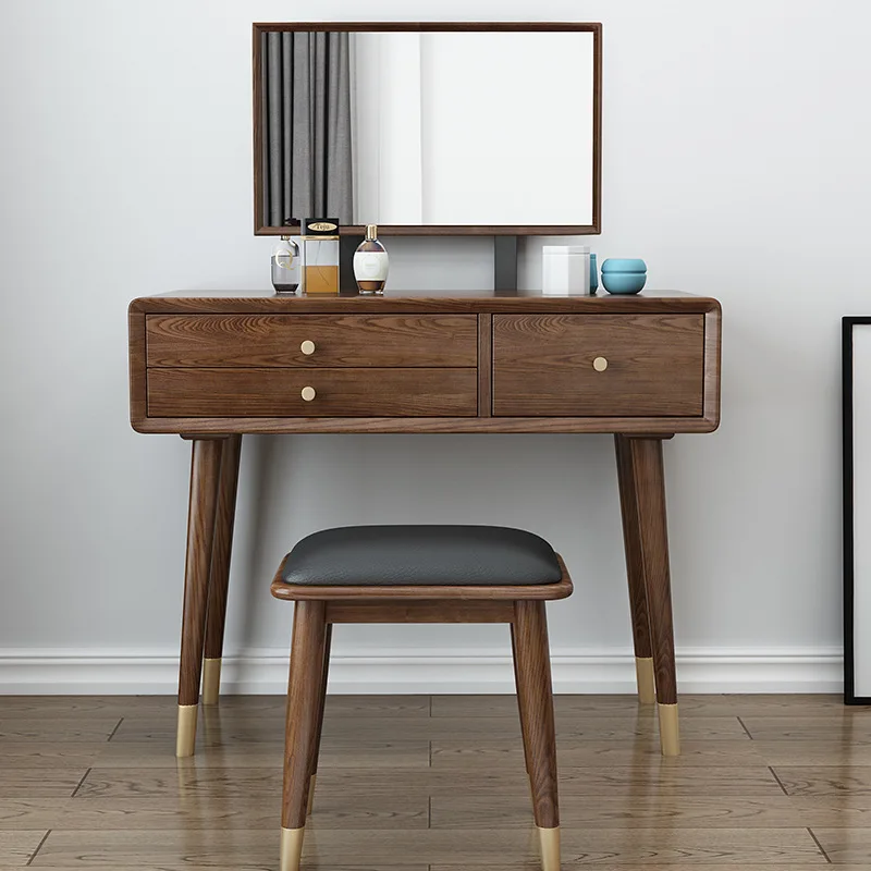 product-BoomDear Wood-European Design Big LargeDressing Table soild Wood Makeup Desks Blue With Mirr