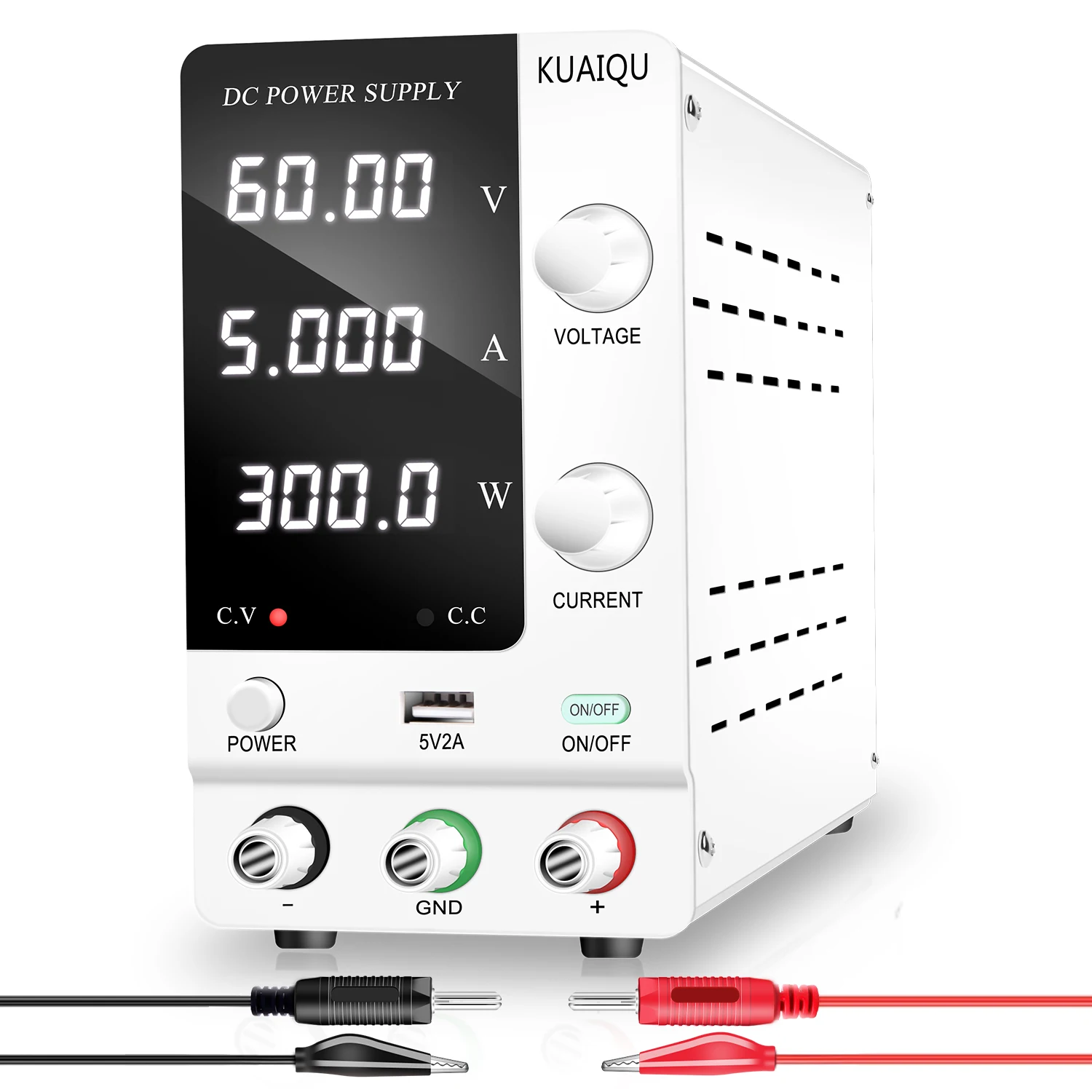 

KUAIQU SPPS-C605 White 60V 5A Digital Lab DC Power Supply Desktop Mini Voltage Regulator Adjustable Switching Power Supply