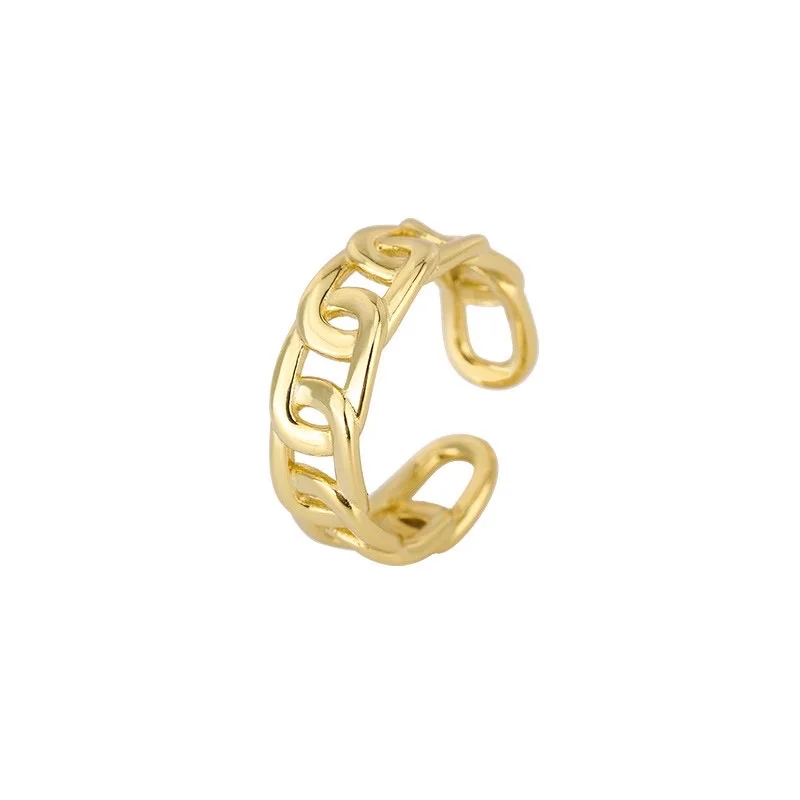 

Hot Sale Sterling Silver 925 Finger Rings Gold Plated Geometric Twist Unisex Rings