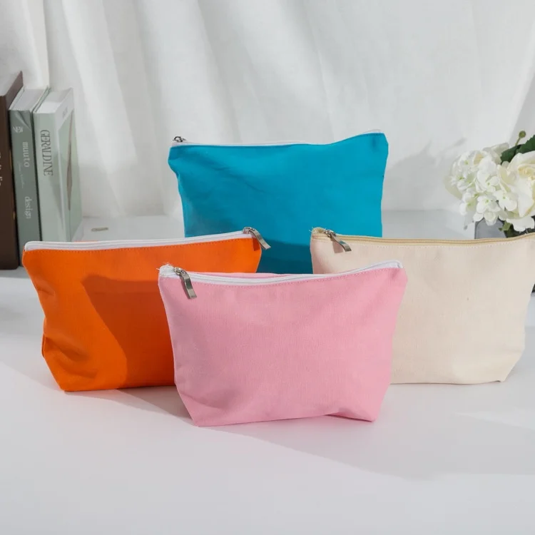 

New Stock Cotton Canvas Zipper Pouch Cosmetic Makeup Bags