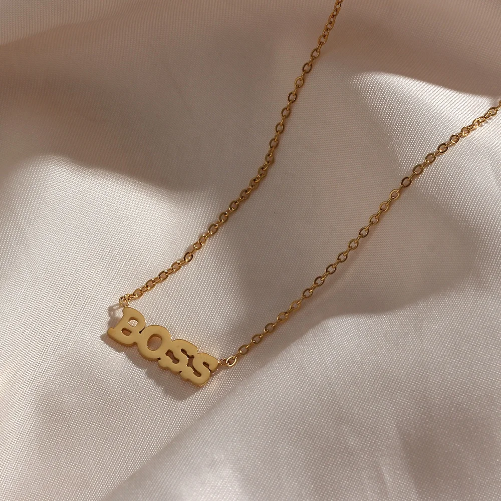 

Fashion Boss letter Pendants For Stainless Steel Gold Plated Necklace Jewelry
