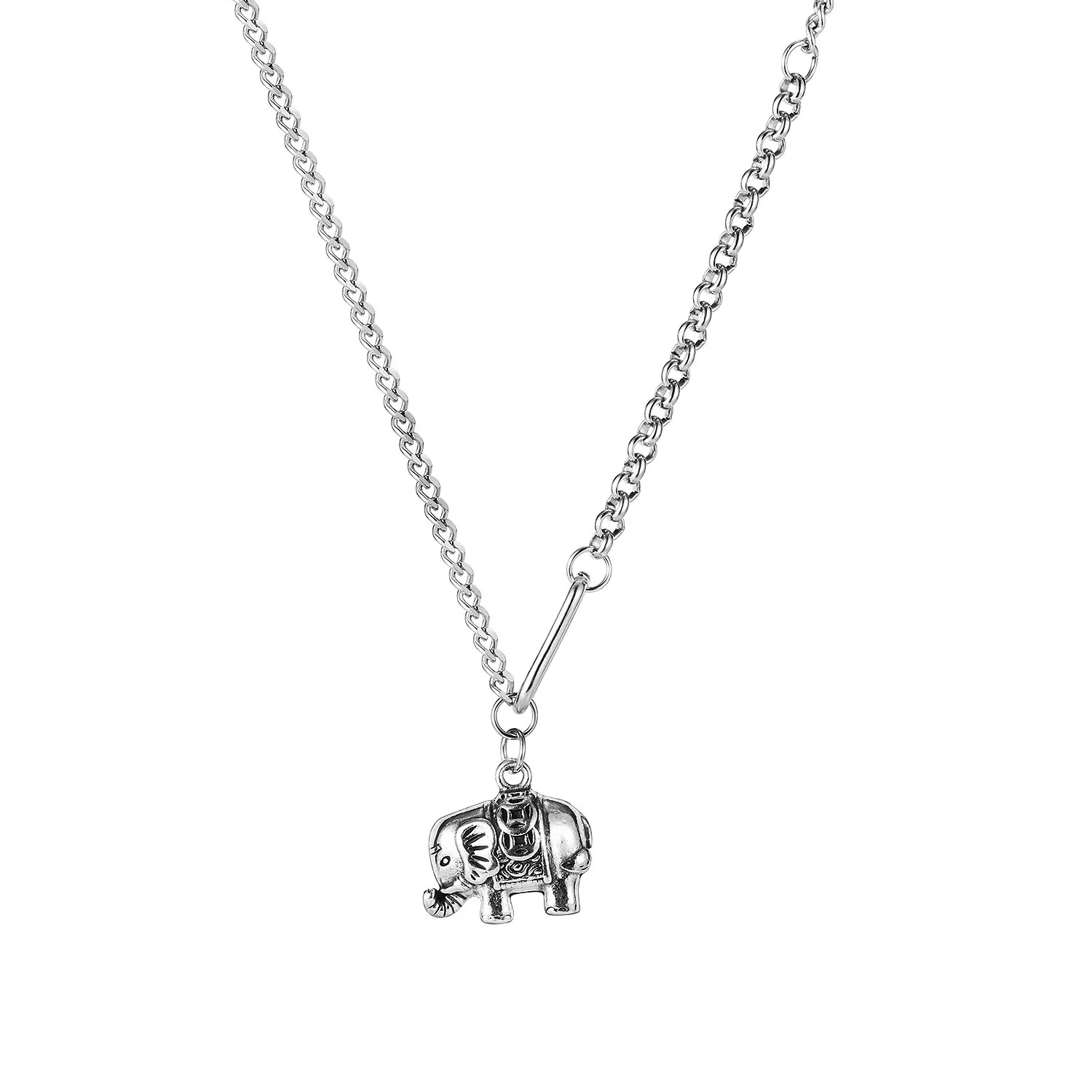 

New Family Dainty Elephish Pendant Choker Jewelry For Women Girls Men Stainless Steel Mini Small Lucky Elephant Charm Necklace