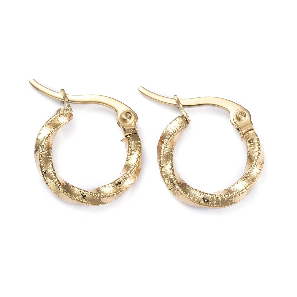 

PandaHall Golden 201 Stainless Steel Twisted Ring Shape Hoop Earrings