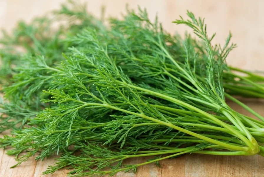Dill seeds and fresh dill leaves in wooden bowls
