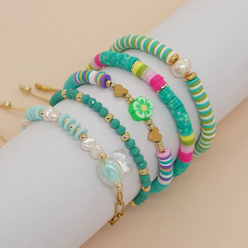 

Go2boho Mexican Colorful Beaded Pearl Bracelet Women Pulsera Fashion Jewelry Boho Handmade Turquoise Crystal Bead Bracelet Set