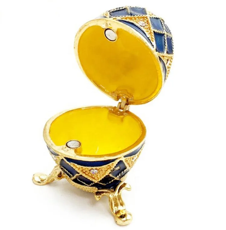 

New arrival Gift Alloy Faberge Russian Egg Jewelry Trinket Boxes, As the picture