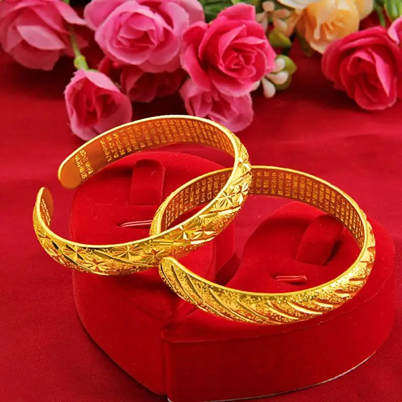 

Grind arenaceous opening classic bracelet Gold plated bracelet women bracelet 24k gold bangle Free shipping wedding jewelry