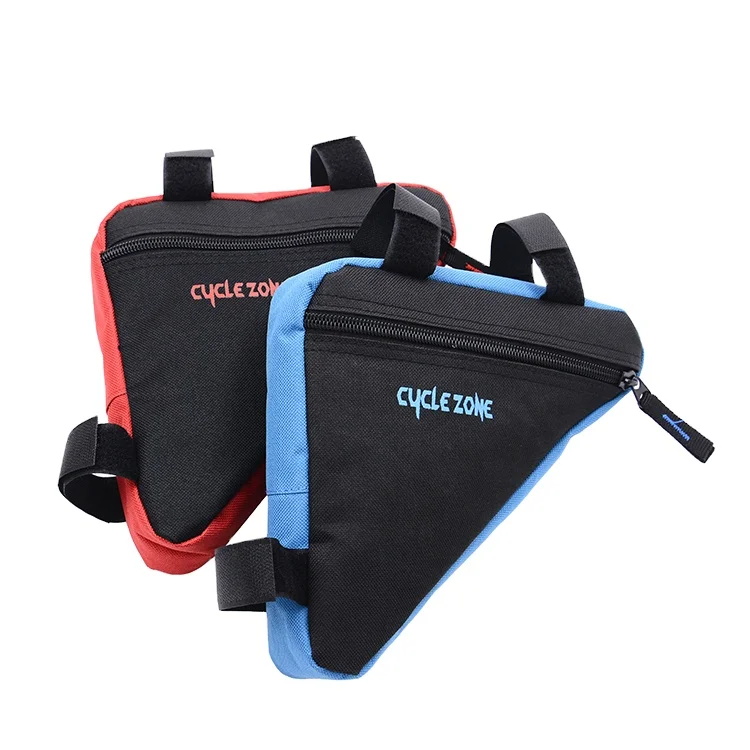 

RTS Triangle Pouch Frame Holder Saddle Bag 4 Colors Waterproof Triangle Cycling Bicycle Bags Front Tube Frame Bag Mountain Bike, Red blue black