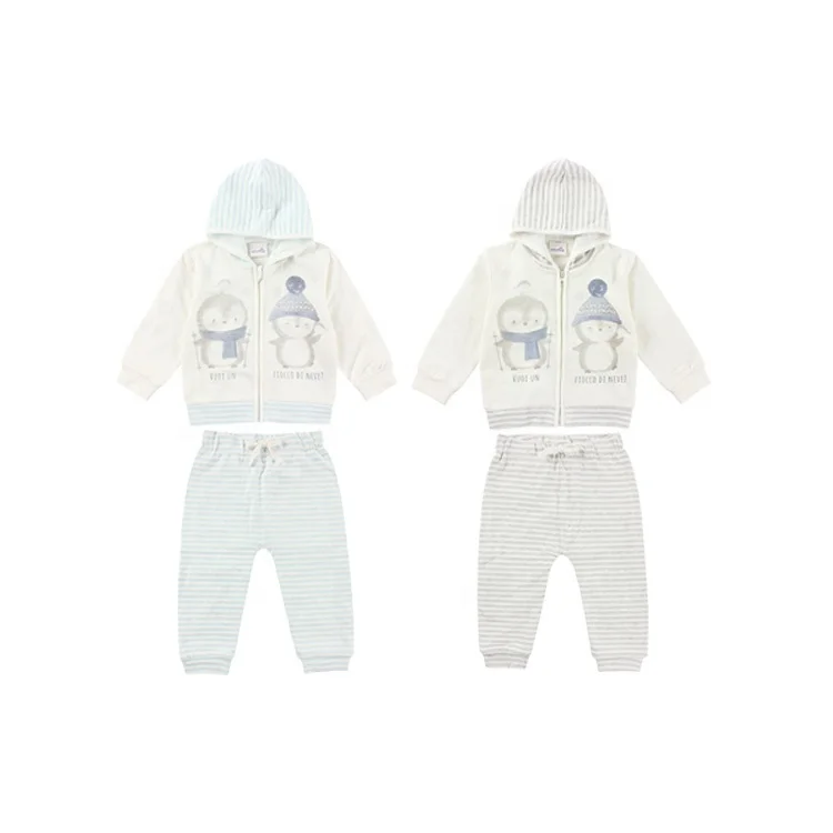 

RTS Autumn Winter Cute 2-piece Outfits New Born Boys' Girls' Suit Top Stripe Bottoms Pants Baby Clothing Sets, Customized color