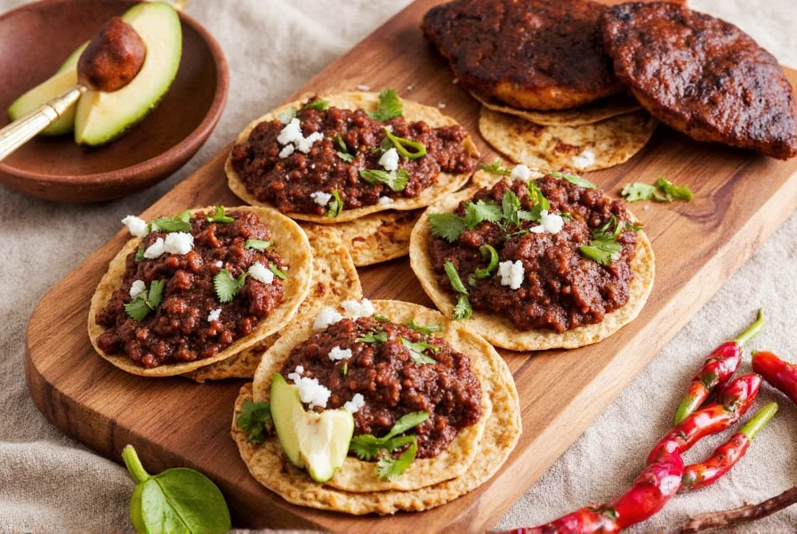 Creative fusion dish with mole sauce
