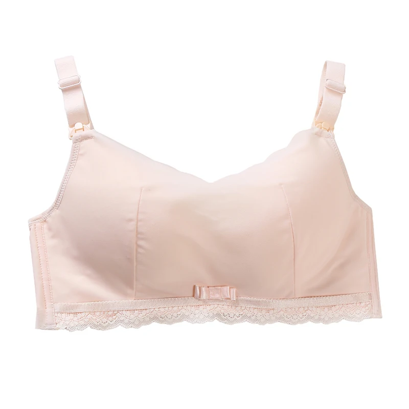 
Whosale free cut bowknot lace maternity bra push up prevent sagging wireless front open nursing bra underwear 